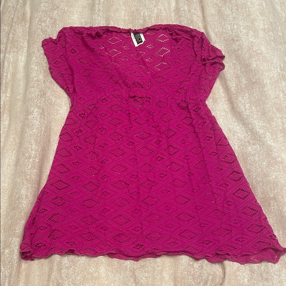 BECCA Magenta Crochet Swim Coverup